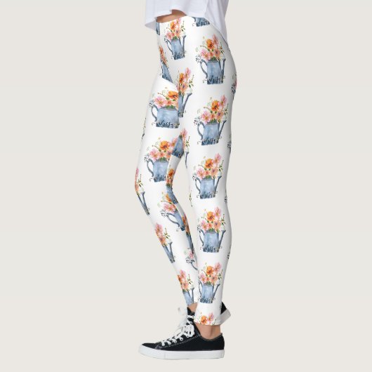 Hand-geschilde Waterverf Floral Leggings (Links)