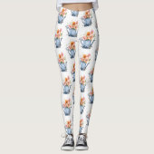 Hand-geschilde Waterverf Floral Leggings (Voorkant)
