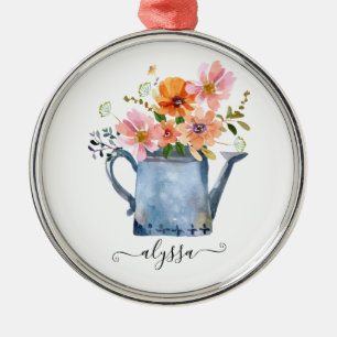 Hand-geschilde Waterverf Floral Metalen Ornament