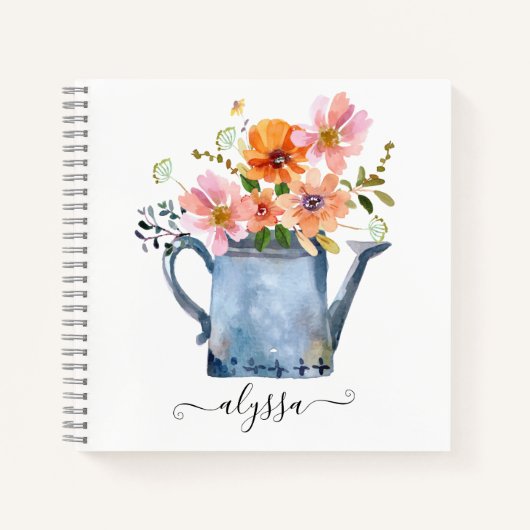 Hand-geschilde Waterverf Floral Notitieboek (Voorkant)