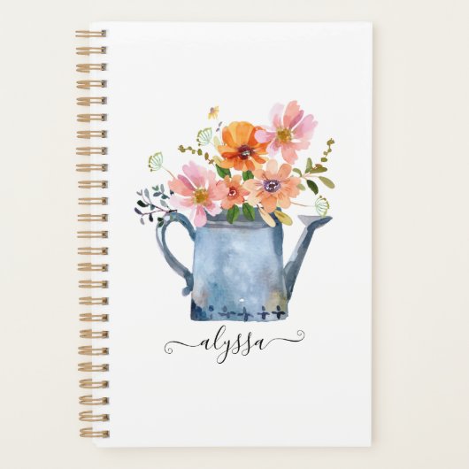 Hand-geschilde Waterverf Floral Planner (Voorkant)