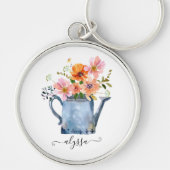 Hand-geschilde Waterverf Floral Sleutelhanger (Voorkant)