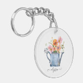 Hand-geschilde Waterverf Floral Sleutelhanger (Voorkant Links)