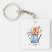 Hand-geschilde Waterverf Floral Sleutelhanger (Voorkant)