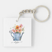 Hand-geschilde Waterverf Floral Sleutelhanger (Achterkant)