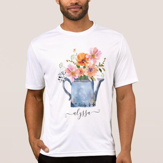 Hand-geschilde Waterverf Floral T-shirt (Voorkant)