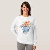Hand-geschilde Waterverf Floral T-shirt (Voorkant volledig)