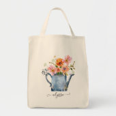 Hand-geschilde Waterverf Floral Tote Bag (Voorkant)