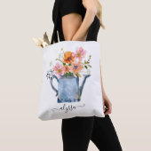 Hand-geschilde Waterverf Floral Tote Bag (Dichtbij)