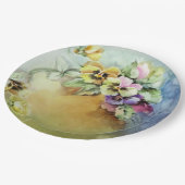 Hand geschilderd Antiek stijl Pansy Verjaardagsbru Papieren Bordje (Gekanteld)