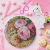 Hand geschilderd Antiek stijl Rozen Verjaardagsbru Papieren Bordje (Feest)