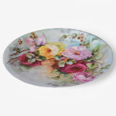 Hand geschilderd Antiek stijl Rozen Verjaardagsbru Papieren Bordje (Gekanteld)