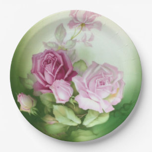 Hand geschilderd Antiek stijl Rozen Verjaardagsbru Papieren Bordje
