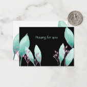 Hand geschilderd Aqua Waterverf Botanisch bidden v Notitiekaartje (Voorkant / Achterkant in situ)