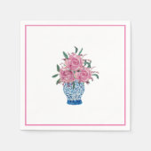 Hand geschilderd Blauw en Wit Ginger Jar Napkins Servet (Voorkant)