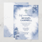 Hand geschilderd blauw eucalyptus uitnodiging (Voorkant / Achterkant)