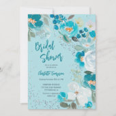 Hand geschilderd blauw ijs bloemenwinter vrijgezel kaart (Voorkant)