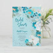 Hand geschilderd blauw ijs bloemenwinter vrijgezel kaart (Staand voorkant)