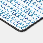 Hand geschilderd blauw Waterverf golvend patroon 2 Bureaumat (Hoek)