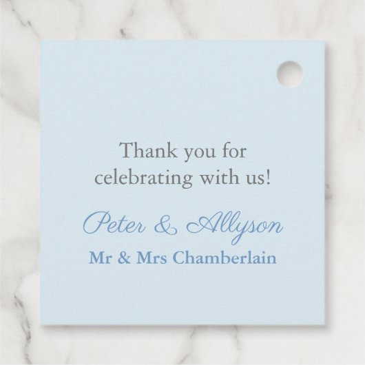 Hand geschilderd Blauwe Hortensia Monogram Crest W Bedankjes Labels (Achterkant)