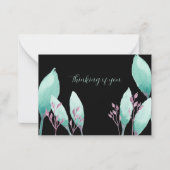 Hand geschilderd Blauwgroen Aqua Waterverf Botanis Notitiekaartje (Voorkant)