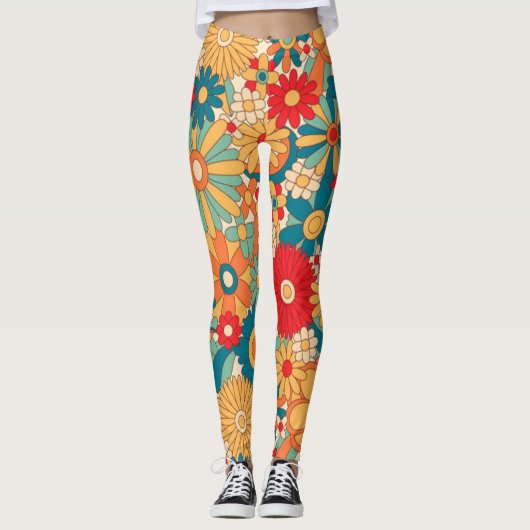 Hand geschilderd bloemig elegant ontwerp leggings (Voorkant)