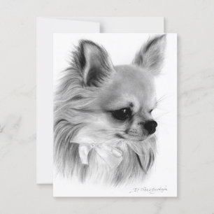 Hand geschilderd Chihuahua met boog kunstwerk Briefkaart