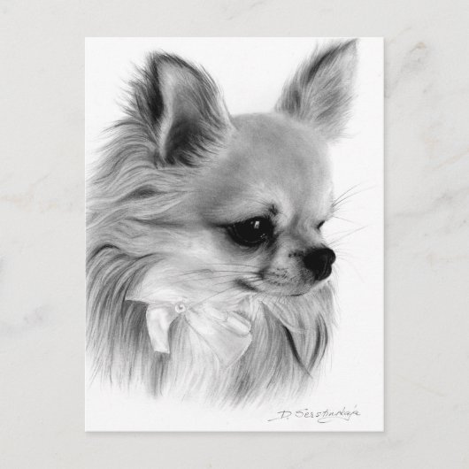 Hand geschilderd Chihuahua met boog kunstwerk Briefkaart (Voorkant)