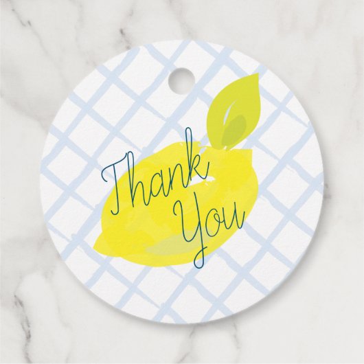 Hand geschilderd citroen blauw Baby shower dank u Bedankjes Labels (Achterkant)