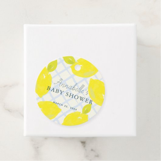 Hand geschilderd citroen blauw Baby shower dank u Bedankjes Labels (In situ)