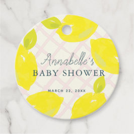 Hand geschilderd citroen roze Baby shower dank u Bedankjes Labels