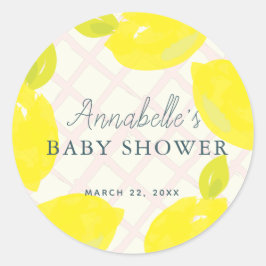Hand geschilderd citroen roze Baby shower Ronde Sticker