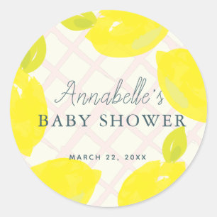 Hand geschilderd citroen roze Baby shower Ronde Sticker