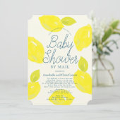 Hand geschilderd citroenblauw Baby shower per post Kaart (Staand voorkant)