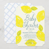 Hand geschilderd citroenblauw Baby shower per post Kaart (Voorkant / Achterkant)