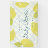 Hand geschilderd citroenen & blauw cheques Baby sh Spandoek (Verticaal)