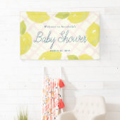 Hand geschilderd citroenen & roze cheques Baby sho Spandoek (Insitu)