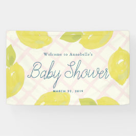 Hand geschilderd citroenen & roze cheques Baby sho Spandoek