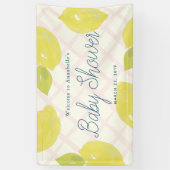 Hand geschilderd citroenen & roze cheques Baby sho Spandoek (Verticaal)