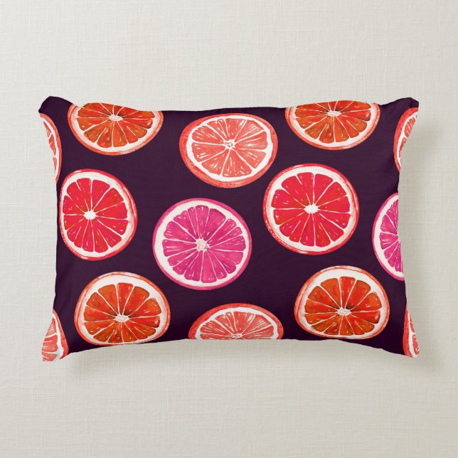 Hand geschilderd Citrus donker patroon Accent Kussen (Voorkant)