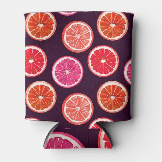 Hand geschilderd Citrus donker patroon Blikjeskoeler (Voorkant)