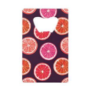 Hand geschilderd Citrus donker patroon Creditkaart Flessenopener