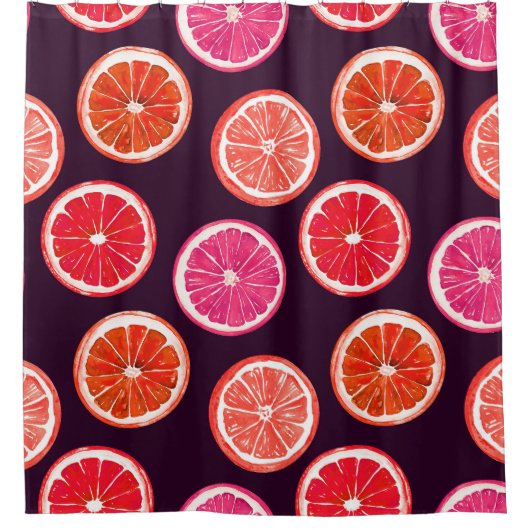 Hand geschilderd Citrus donker patroon Douchegordijn (Voorkant)