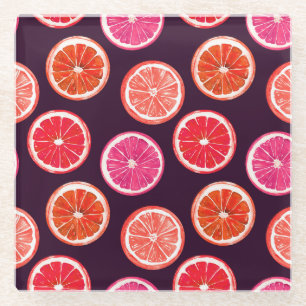 Hand geschilderd Citrus donker patroon Glazen Onderzetter