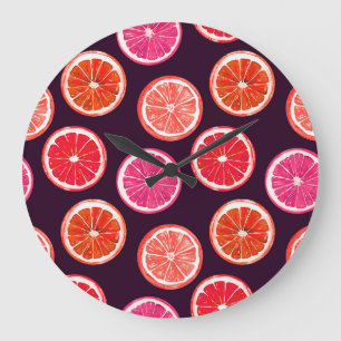 Hand geschilderd Citrus donker patroon Grote Klok