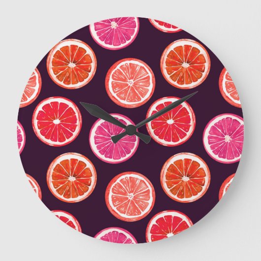 Hand geschilderd Citrus donker patroon Grote Klok (Voorkant)