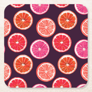 Hand geschilderd Citrus donker patroon Kartonnen Onderzetters