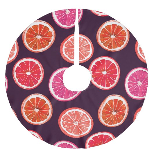 Hand geschilderd Citrus donker patroon Kerstboom Rok (Voorkant)