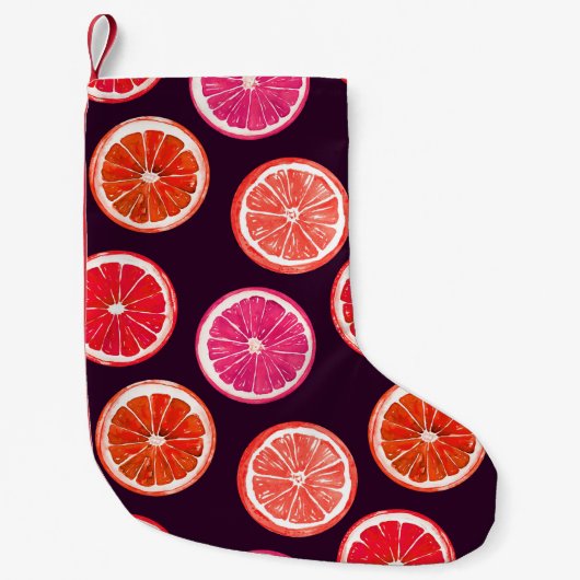 Hand geschilderd Citrus donker patroon Kleine Kerstsok (Voorkant)