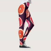 Hand geschilderd Citrus donker patroon Leggings (Rechts)